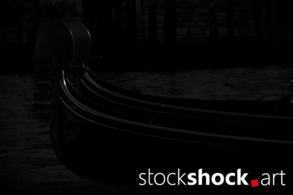 Artistic take on a Venetian gondola, black and white photo, stock image, stockshock.art, jowita niemczyk