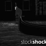 Artistic take on a Venetian gondola, black and white photo, stock image, stockshock.art, jowita niemczyk
