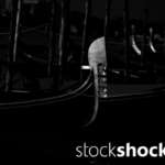 Artistic take on a Venetian gondola, black and white photo, stock image, stockshock.art, jowita niemczyk
