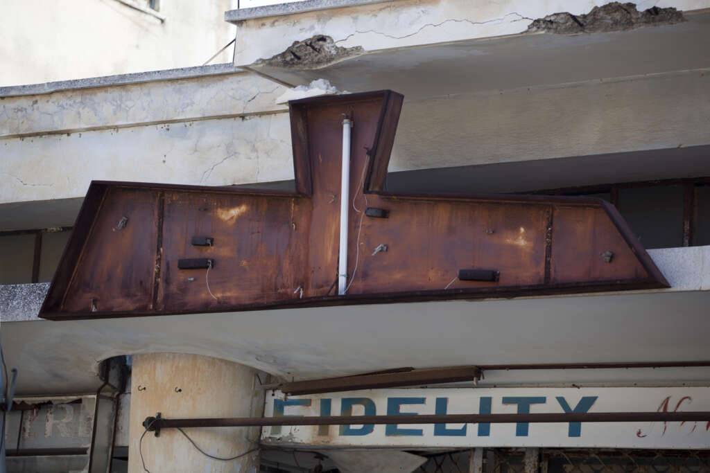 Varosha, Cyprus, Gohst town, old signboard