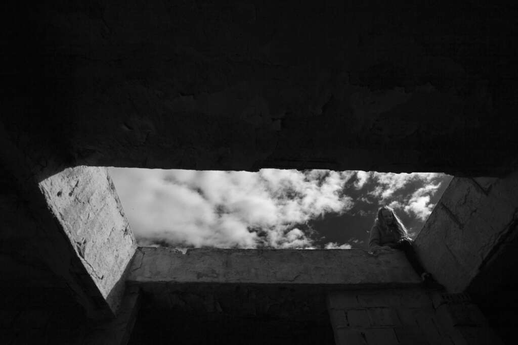 abandoned brick factory, three girlls