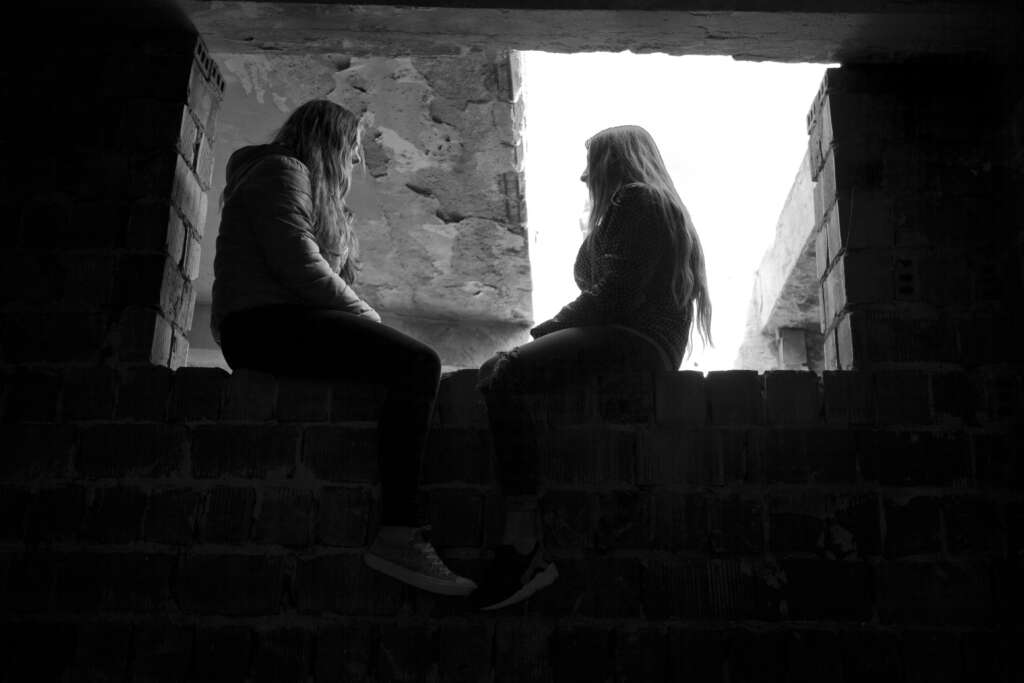 abandoned brick factory, three girlls