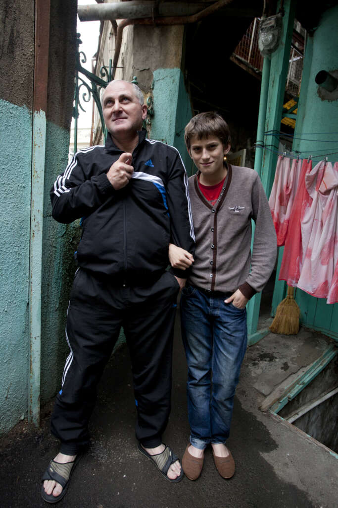 Portrait, papa and son, Tblilisi, Georgoa